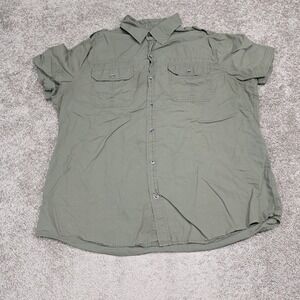 Converse One Star Mens XL Olive Green Cotton Short Sleeve Military Utility Shirt